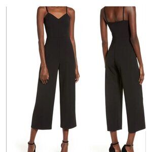 Leith Anthropologie Black Jumpersuit Romper, Sz M Medium, Cropped Wide‎ Leg